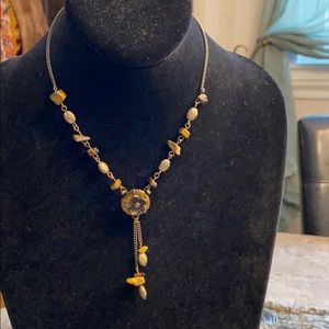 NR Bronze Y shaped necklace genuine Tigers Eye